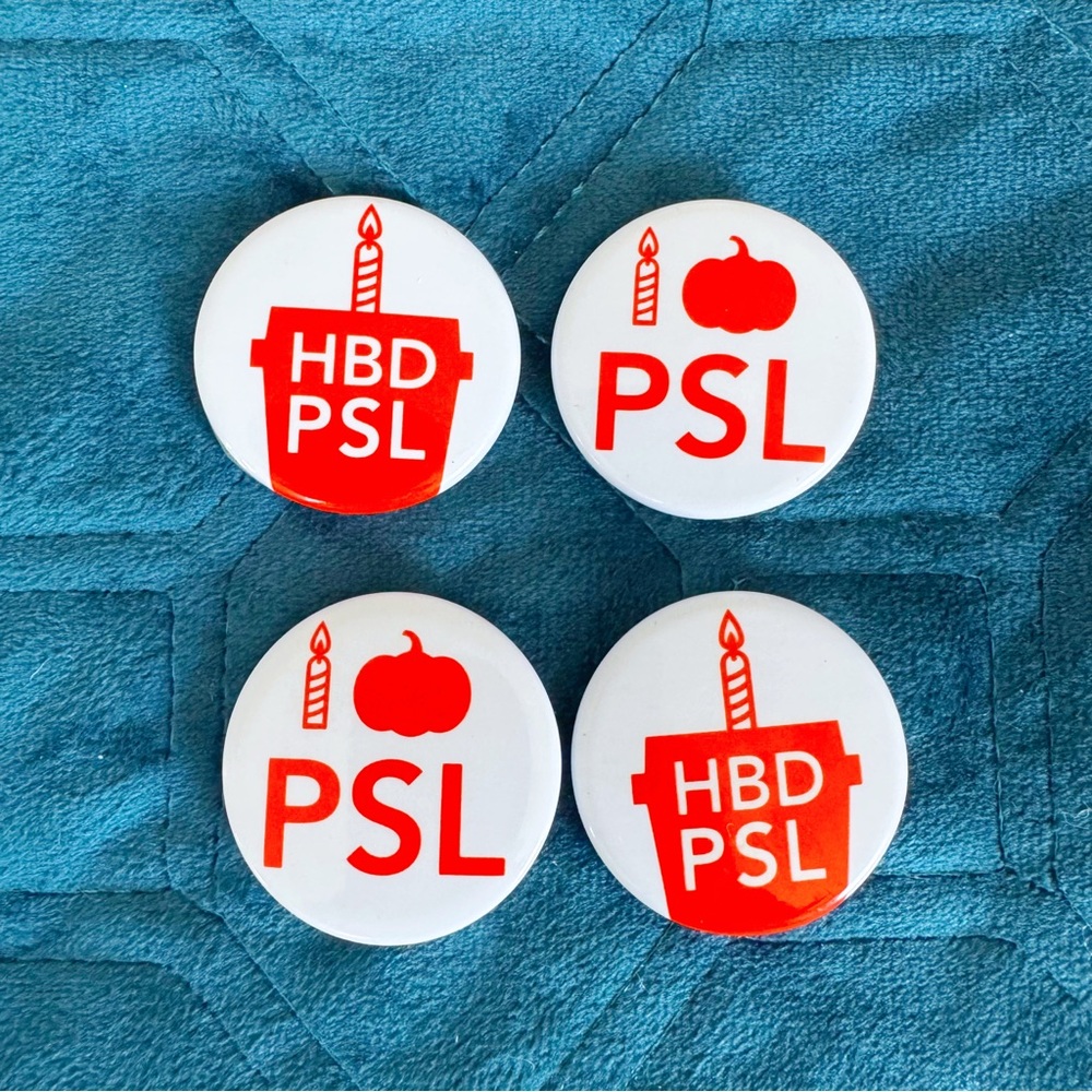 rare starbucks PSL birthday barista pin button set pumpkin spice latte